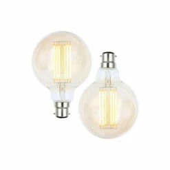 BHS Lighting Pack Of 2 Gold Tint 6W B22 Bayonet Cap Globe Bulb For Unisex