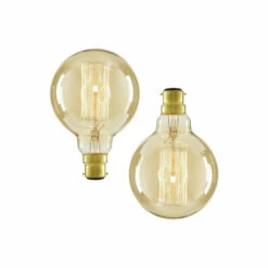 BHS Lighting Pack Of 2 Gold Tint 40W B22 Bayonet Cap Globe Bulb For Unisex