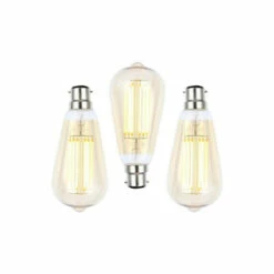 BHS Lighting Pack Of 3 Gold Tint 6W B22 Bayonet Cap Tear Drop Bulb For Unisex